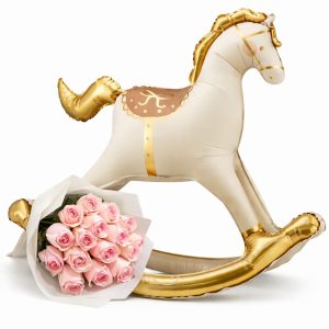 Horse Balloon & 11 Roses
