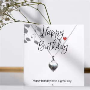 Happy Birthday Heart Charm Necklace & Gift Card